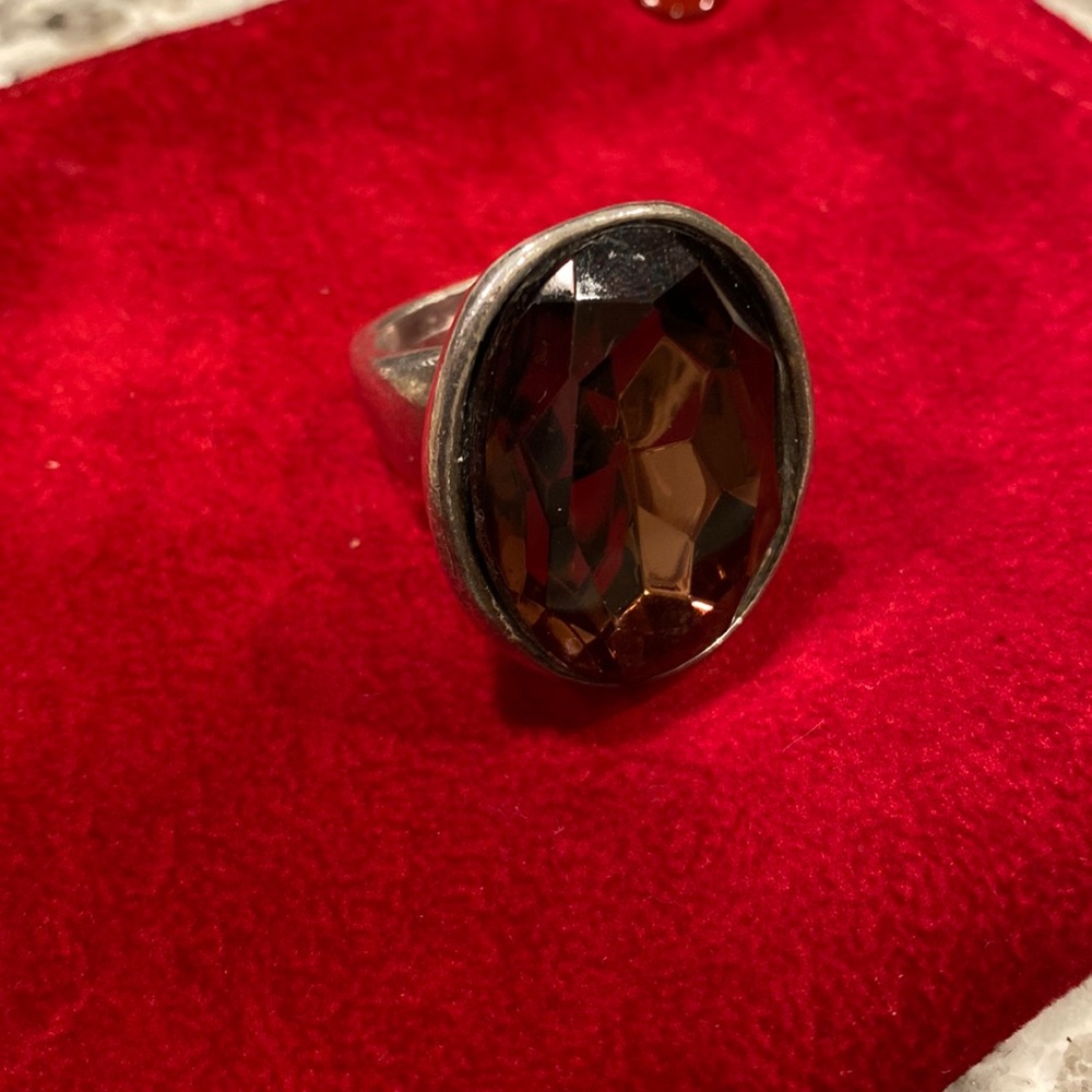 Vintage Antique Silver Ring with Purple Gem size small